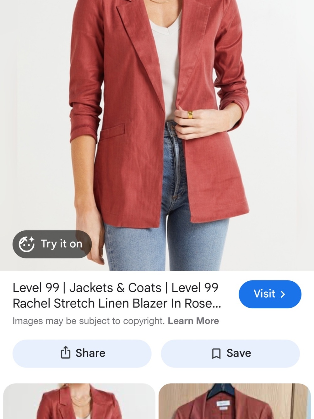 Level 99 Rose-Rust Linen-Blend Blazer